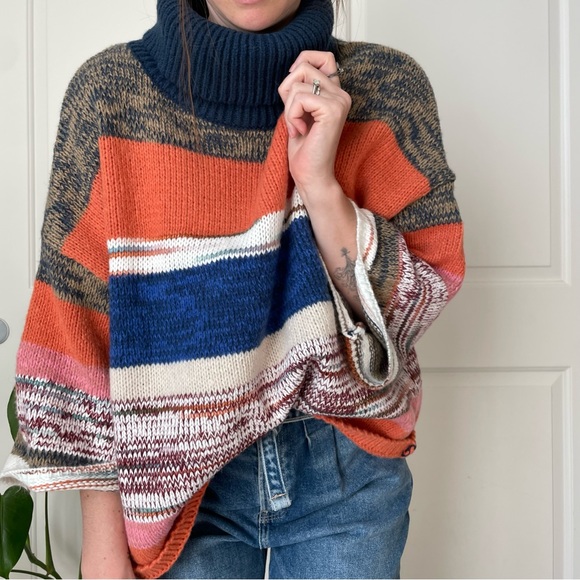 Urban Outfitters Striped Sweater Shirt Wide Sleeves Chunky Knit Long Sleeve - Picture 12 of 16